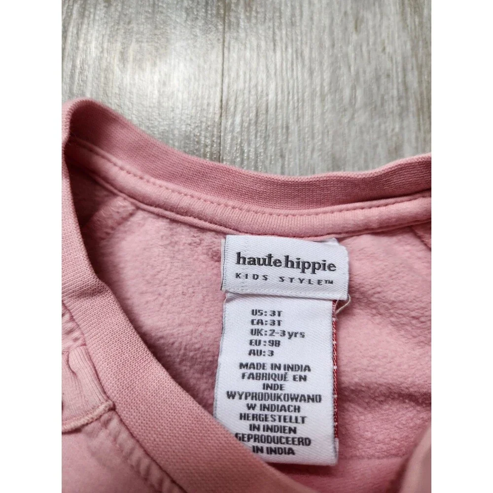 Haute Hippie Kids Pink Ruffle Crewneck Pullover Sweater Long Sleeve Girls 3T GUC